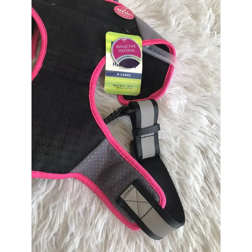 TOP PAW Comfort Dog Harness W Rainbow Reflective Material Pink Black Grey XLarge